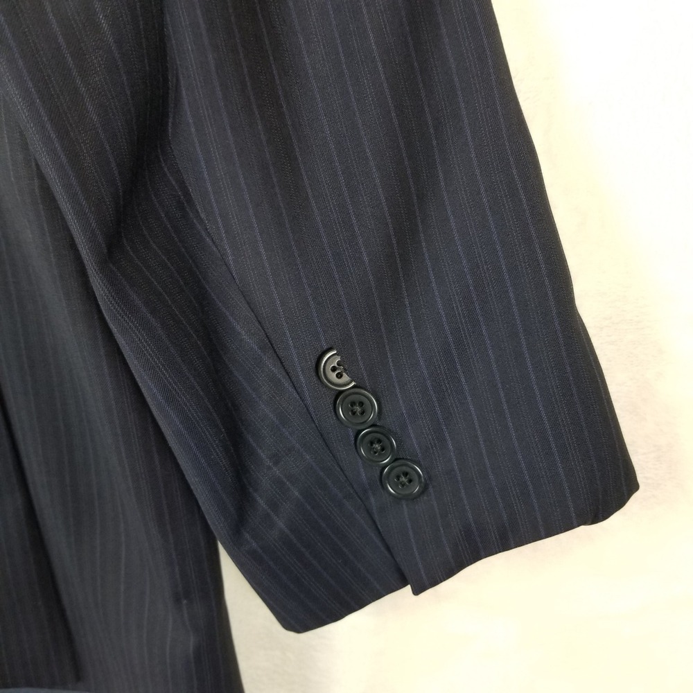 Ermenegildo Zegna Blazer Mens 42 R US 32 R Navy Blue‎ Pinstripe Wool Silk  Italy - Picture 3 of 10